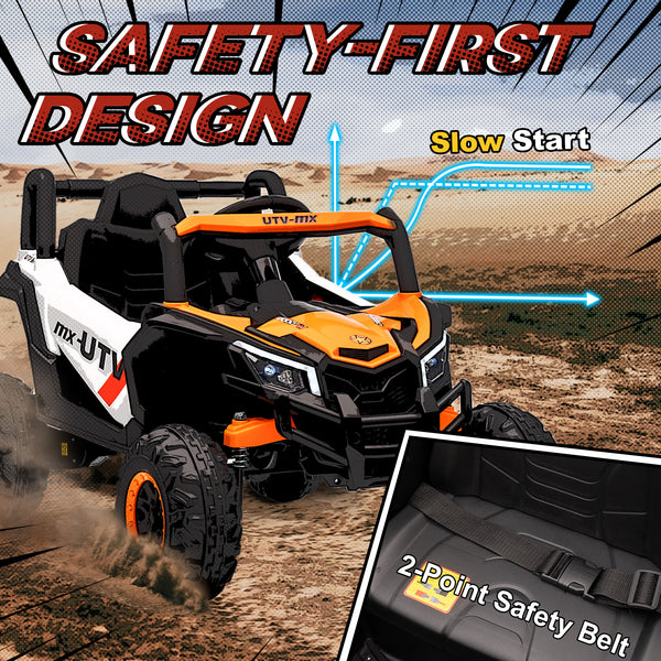 12V Electric Car with Remote Control, Battery Electric UTV with Spring Suspension, Orange