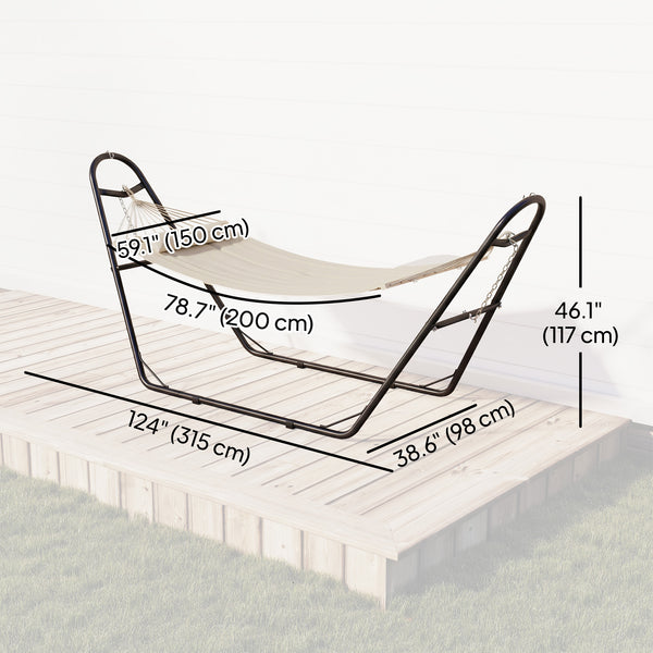 Hammock with Stand, Heavy Duty Camping Hammock with Detachable Pillow and Spreader Bar, 264 lbs Capacity, Cream White