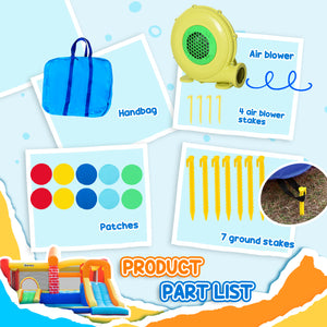 Large inflatable castle with 2 slides, trampoline, inflatable pool