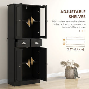 61" Storage Cabinet with Glass Doors, Black