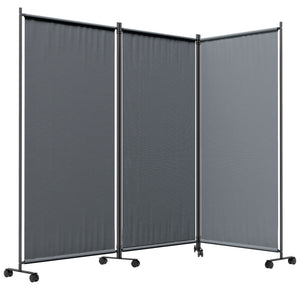 Folding screen with wheels, grey