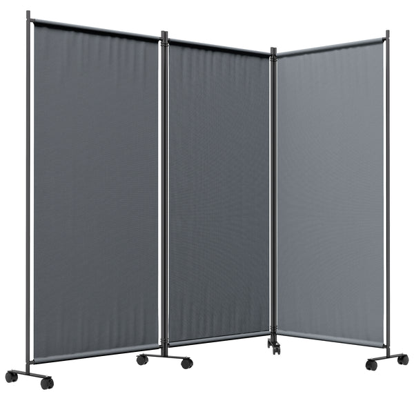 Folding screen with wheels, grey