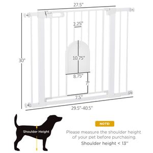 Extra-wide safety gate with small door, white