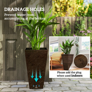 Set of 3 tall planters, brown