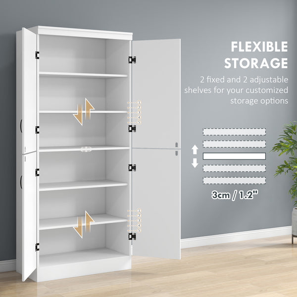 4-door storage unit with adjustable shelves, white