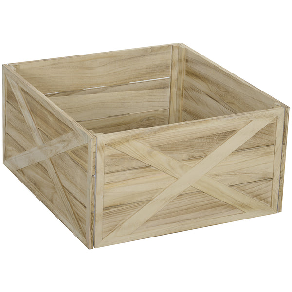 Christmas tree skirt with light aged wood finish