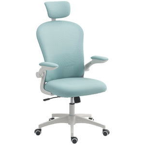 Mesh Office Chair with Adjustable Headrest, 4D Lumbar Support, Flip-up Armrests, Light Green