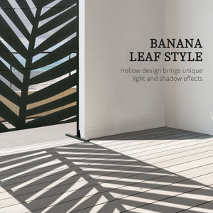 Outdoor metal screen with bracket and expansion screws, banana leaf pattern