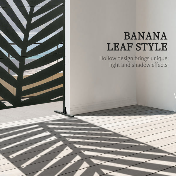 Outdoor metal screen with bracket and expansion screws, banana leaf pattern