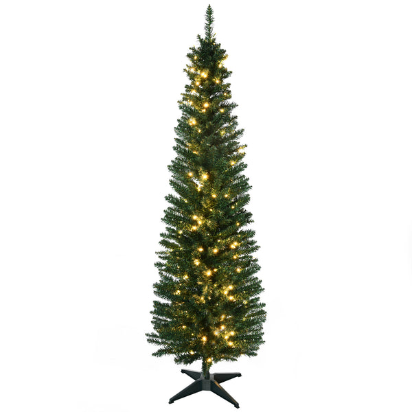 6ft Pre-Lit Green Artificial Christmas Tree with Warm White LED Lights