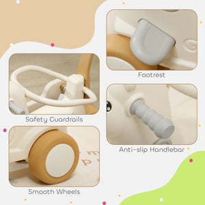 5-in-1 Rocking Horse with Balance Board, Push Handle, Brown 