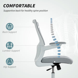 Ergonomic office chair with lumbar support, grey