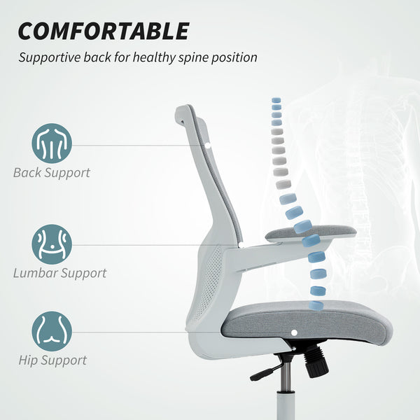 Ergonomic office chair with lumbar support, grey