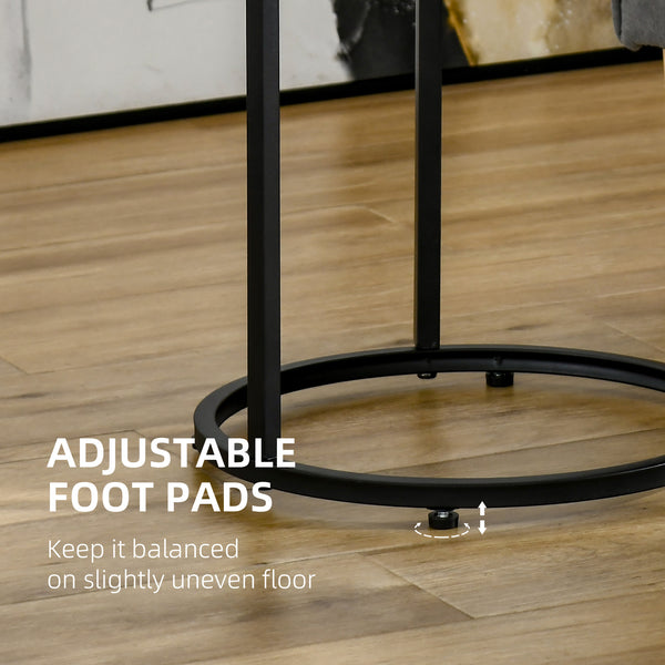 Set of 2 round side tables with tempered glass top, black