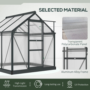 Garden greenhouse with sliding door, grey