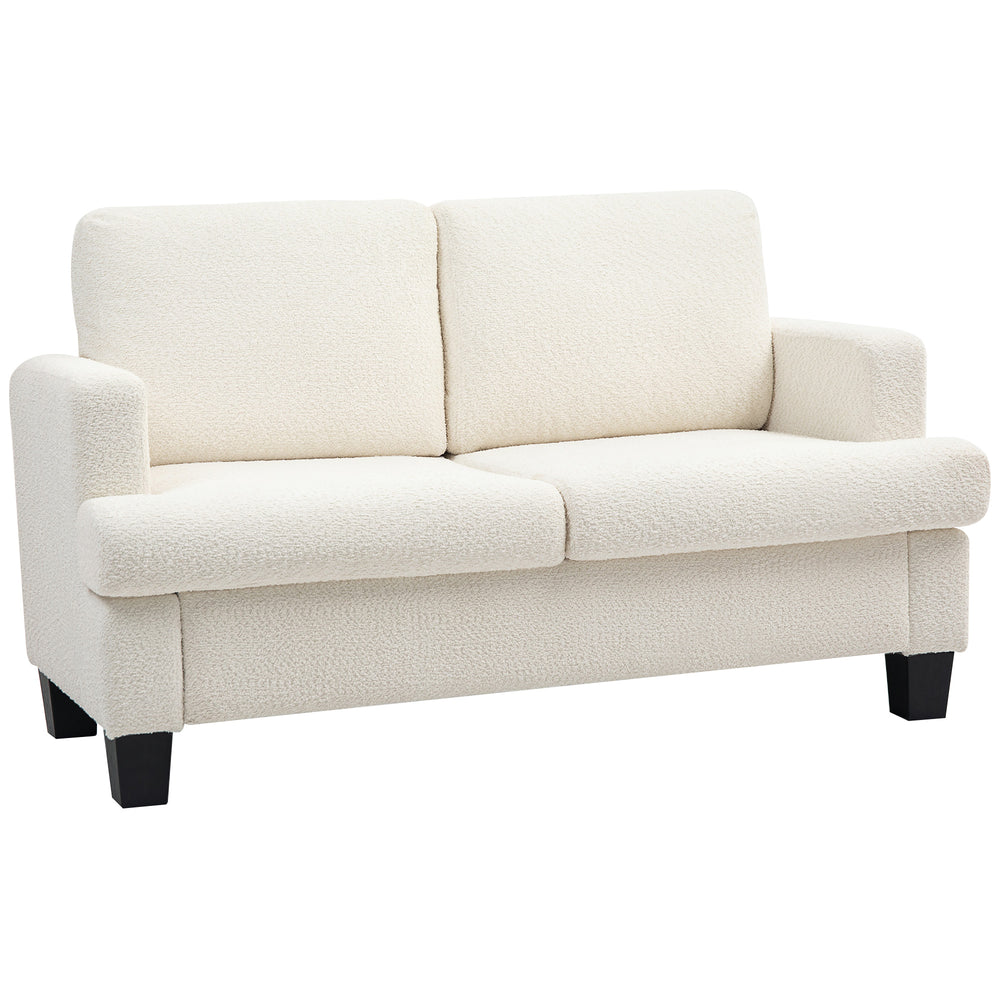 2 seater sofa with removable cushions and wooden frame, cream white
