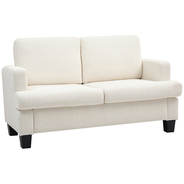 2 seater sofa with removable cushions and wooden frame, cream white