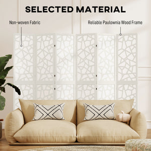 6-panel folding screen, 1.70 m, lightweight, geometric pattern, white