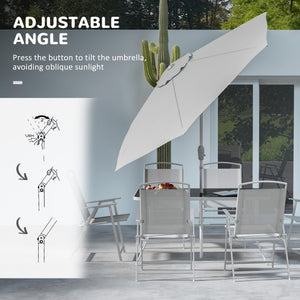 8-piece patio set with parasol, grey