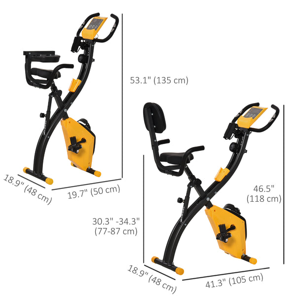3-in-1 Folding Exercise Bike with 8-Level Magnetic Resistance, Yellow