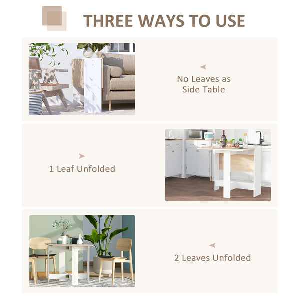 Folding wooden dining table, white/oak