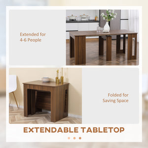 Extendable folding dining table for small spaces, seating up to 6 people