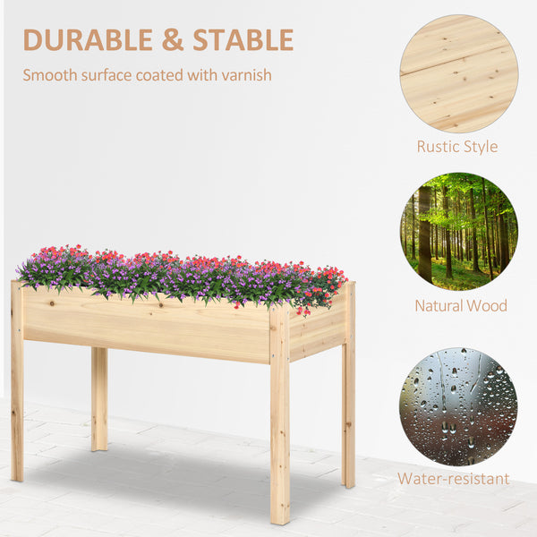 Raised wooden planter with non-woven lining