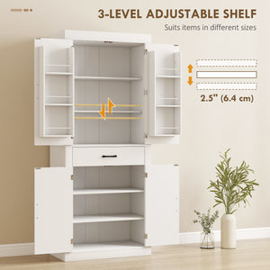 Country Style Storage Cabinet with 4 Barn Doors, White