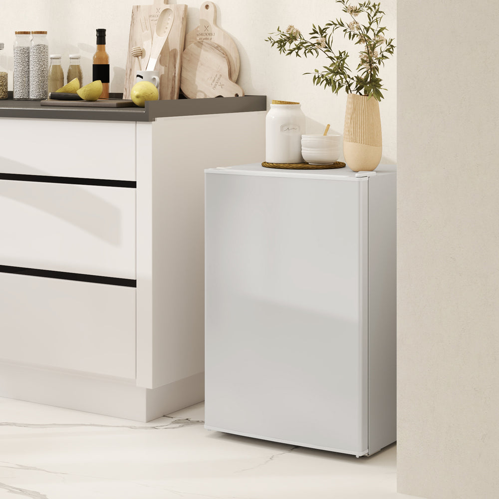 2.5 cu. ft. Mini Fridge, Single Door Compact Refrigerator with Freezer, Adjustable Thermostat, Reversible Door, White