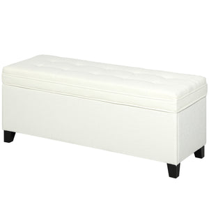 Storage Ottoman Bench with Safety Hinges, Cream White
