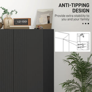 Shoe cabinet with adjustable shelves and soft-close hinges, for 15 to 20 pairs of shoes, black