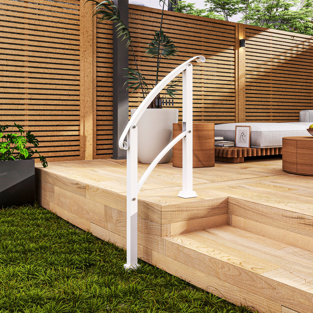 Exterior stair railings, white