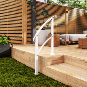 Exterior stair railings, white