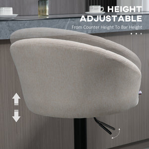 Bar Stools Set of 2, Swivel Counter Height Barstools with Back, Footrest, Adjustable Height, Beige