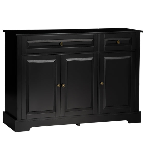 Modern sideboard with 2 drawers and adjustable shelves, black.