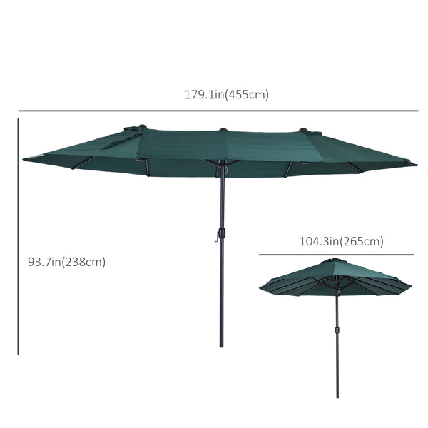 15-foot double-sided parasol, dark green