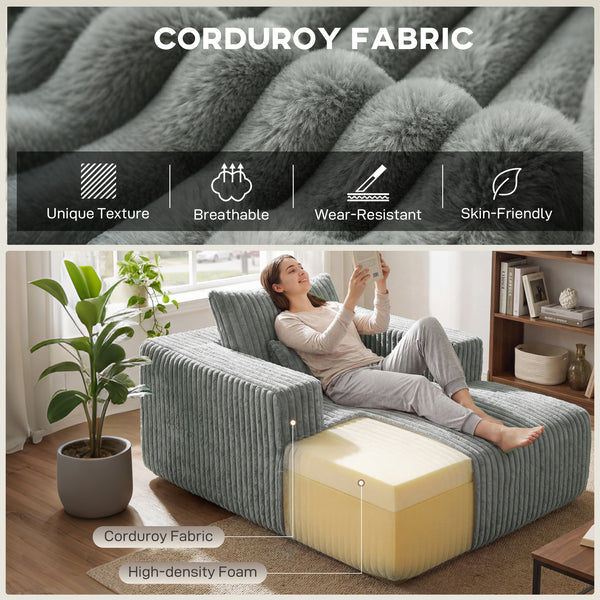 Sofa bed with pillow, single seat, grey