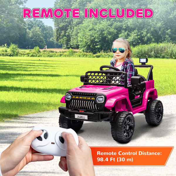 12V electric car with remote control and music, pink