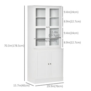 Bookcase with doors, shelf and 2 adjustable shelves, white