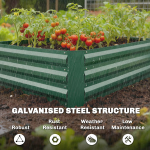 Jardinière surélevée galvanisée avec treillis pour plantes grimpantes, bac de jardinière extérieure à fond ouvert, verte