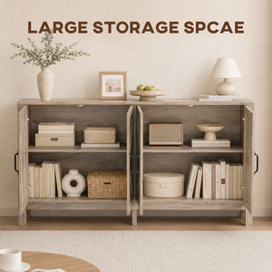 60" barn door sideboard, light gray