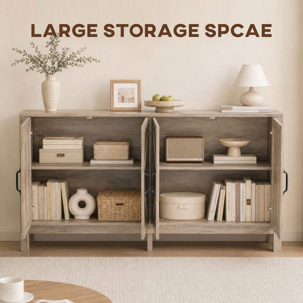 60" barn door sideboard, light gray