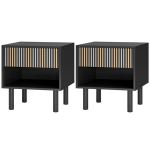 Bedside table with drawer and open shelf – Black