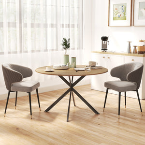 47" Round Industrial Kitchen Dining Table for 4, Steel Legs, Brown