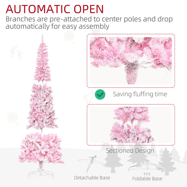 7.5ft Pre-Lit Pink and White Pencil Shape Artificial Christmas Tree