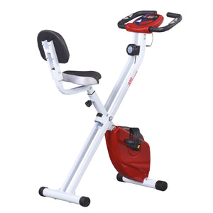 Folding exercise bike with 8 magnetic resistance levels, red