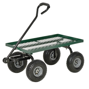 Heavy-duty garden cart with 10-inch wheels, black