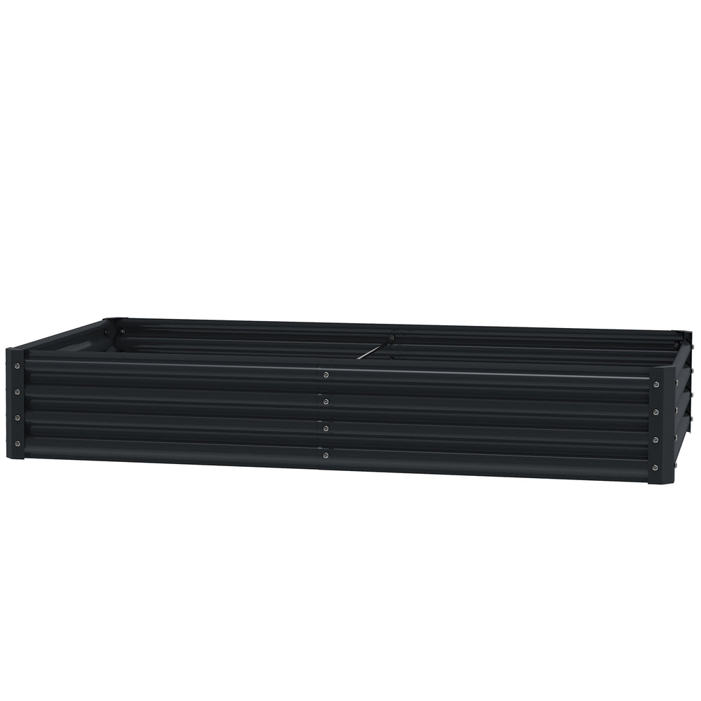 Reinforced galvanized raised planter with open bottom, dark grey