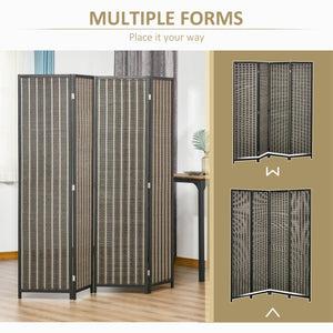 4 Panel Portable Folding Room Divider, Brown