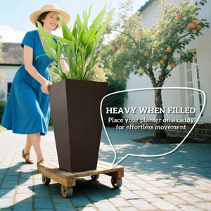 Set of 3 plastic garden planters, brown